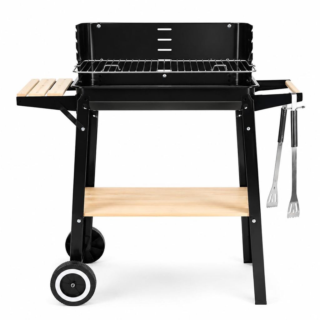 Grill węglowy ogrodowy 53x33 cm z półką kółkami i kratką do Zdjęcie produktu 