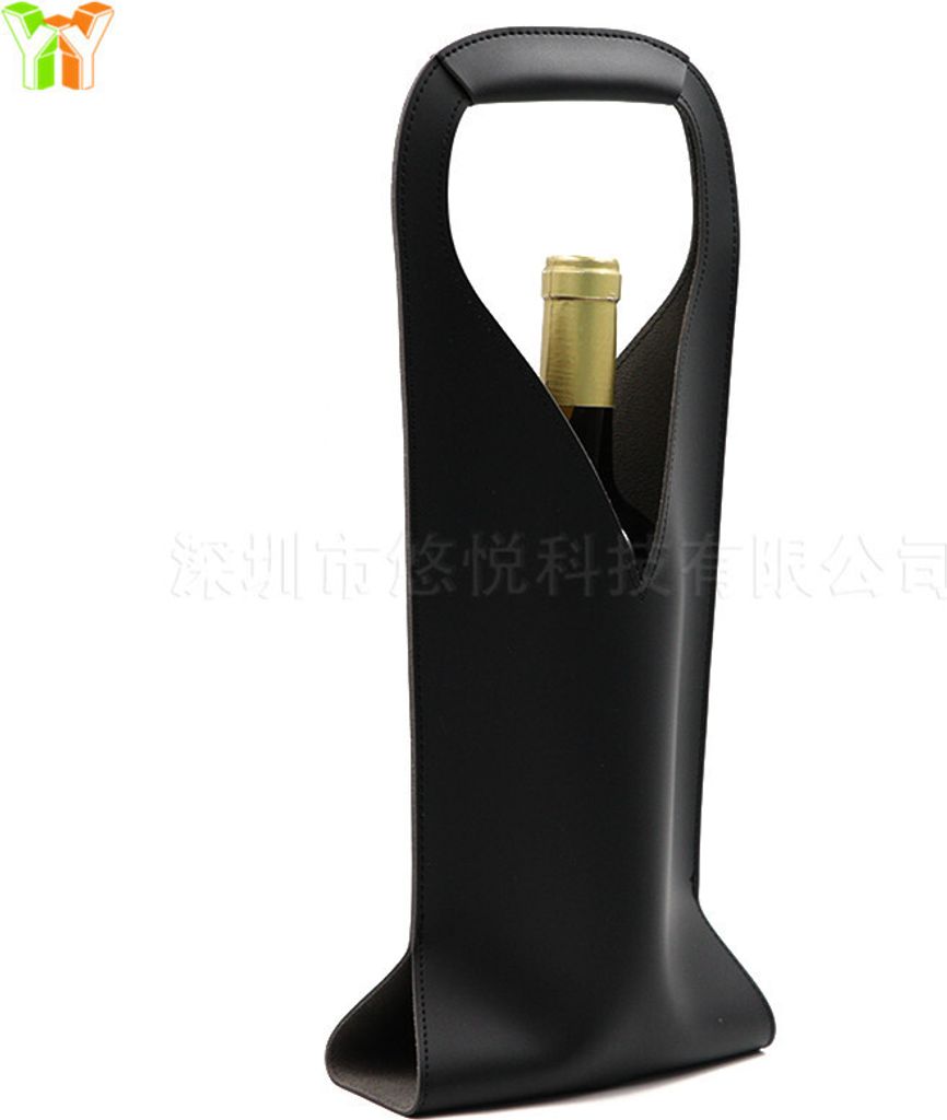 INF Stilvolle tragbare Kunstleder-Weintasche für Reisen Schwarz