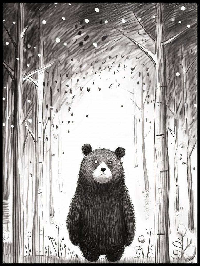 Plakat 75x100cm Neugieriger Bär