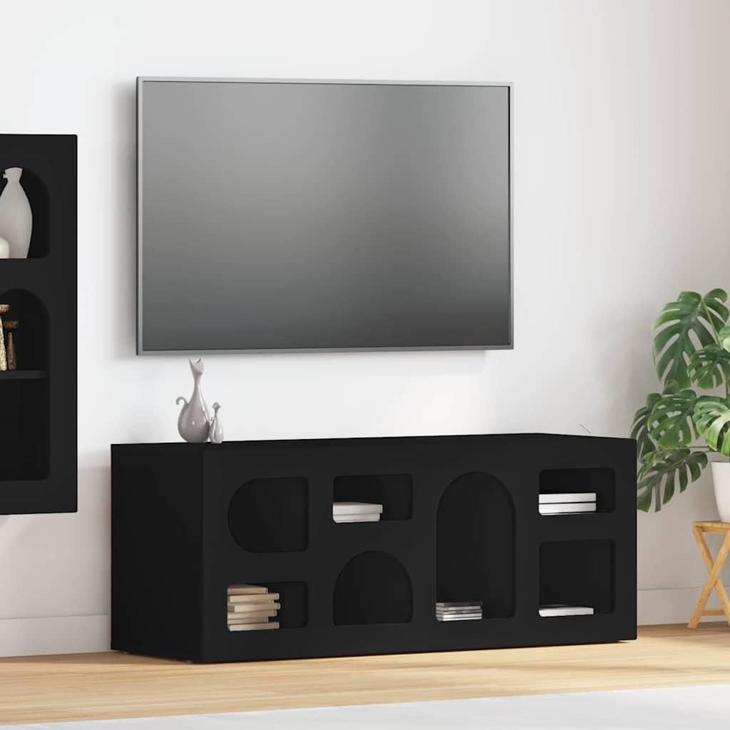 "Schlussverkauf" TV-Schränk hochwertigem - TV-Lowboard - Max. Gewicht: 60 kg - Schwarz 100x35x40 cm Holzwerkstoff C14591