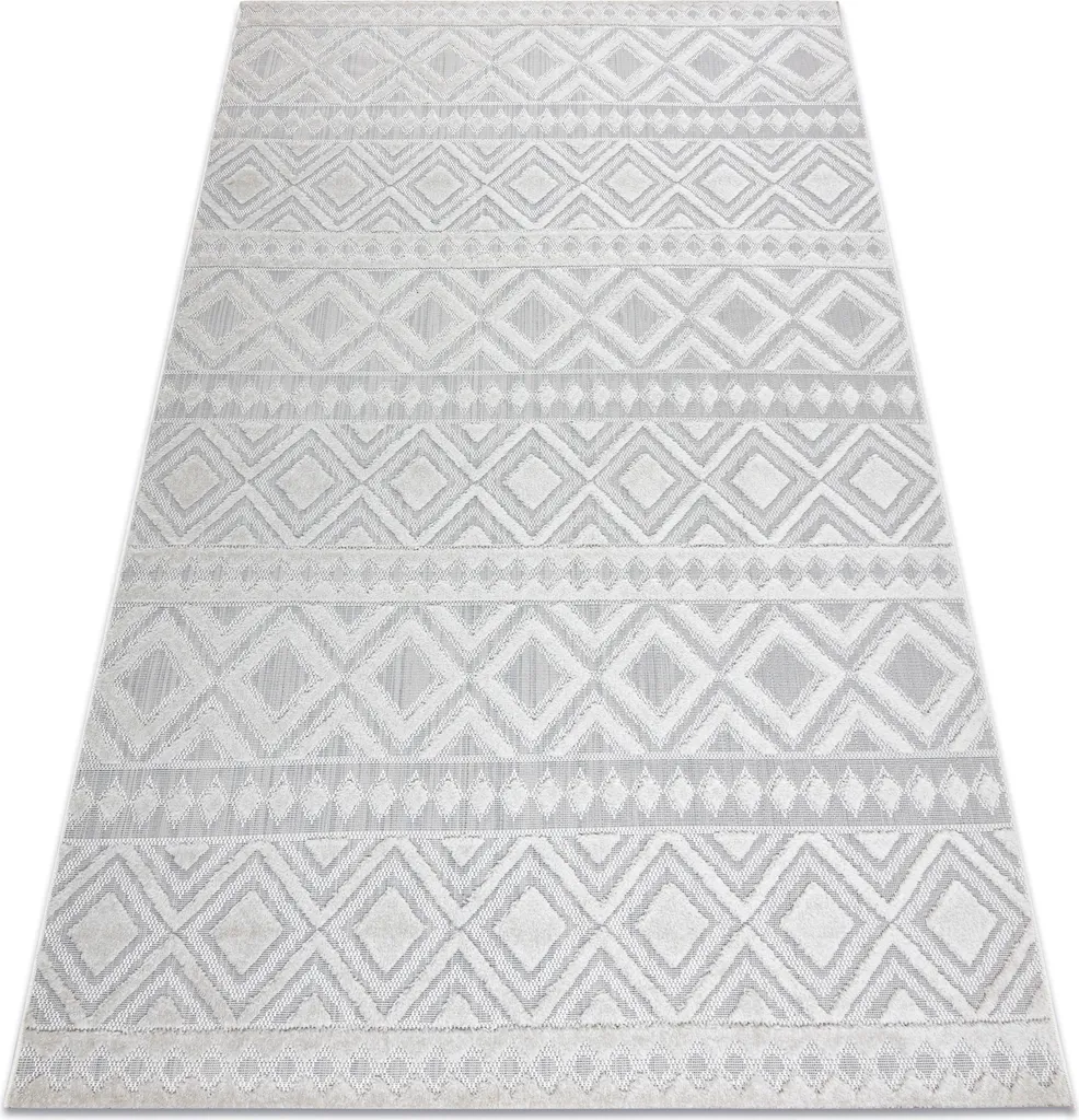 Tapis tissage plat beige effet relief 180x270 cm style bohème chic