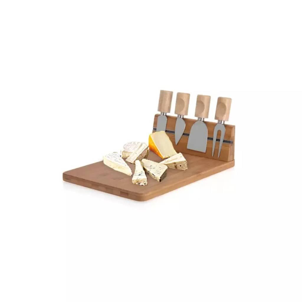 Excellent Houseware Käsemesser-Ständer mit Schneidebrett aus Bambus