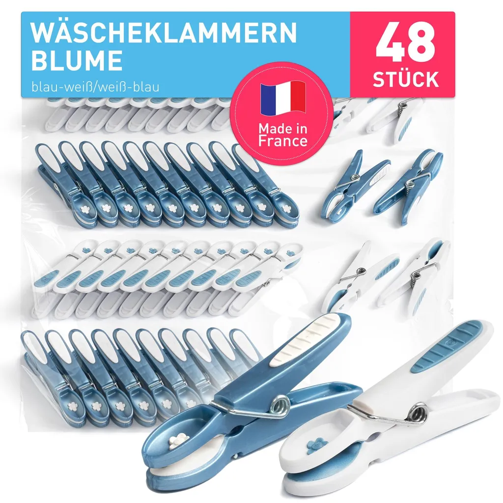 Pinces à linge pour vent fort robustes et durables lot de 48 bleu