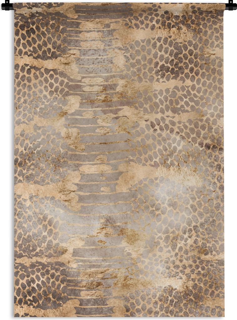 MuchoWow Wandteppich Wandbehang Tiermuster - Schlange - Gold - Braun 120x180 cm Tapisserie Dekoration Wandtuch - Schlafzimmer - Dekorationen für...