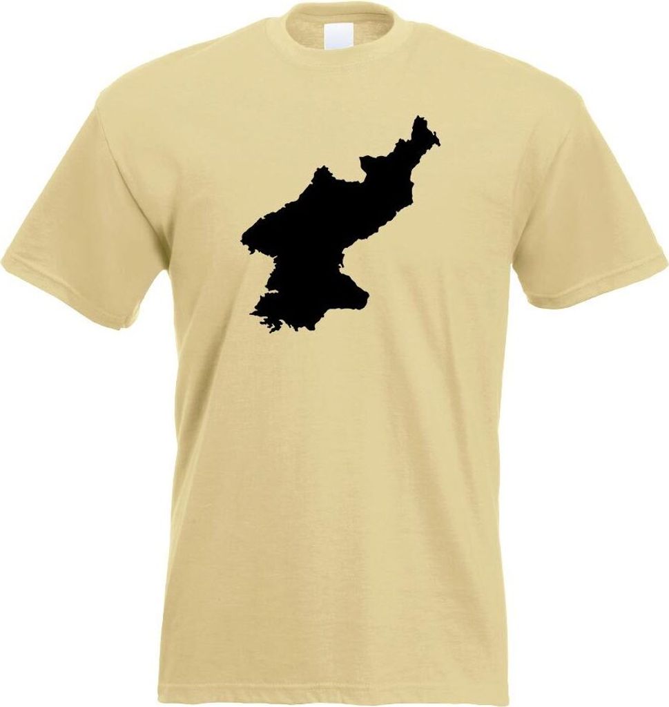 Kiwistar - T-Shirt - Khaki - Korea, Nord Umriss Kontur Herren Funshirt Bedruckt Design Sprüche Spruch Motive - mit Motiv Bedruckt - Funshirt Desig...