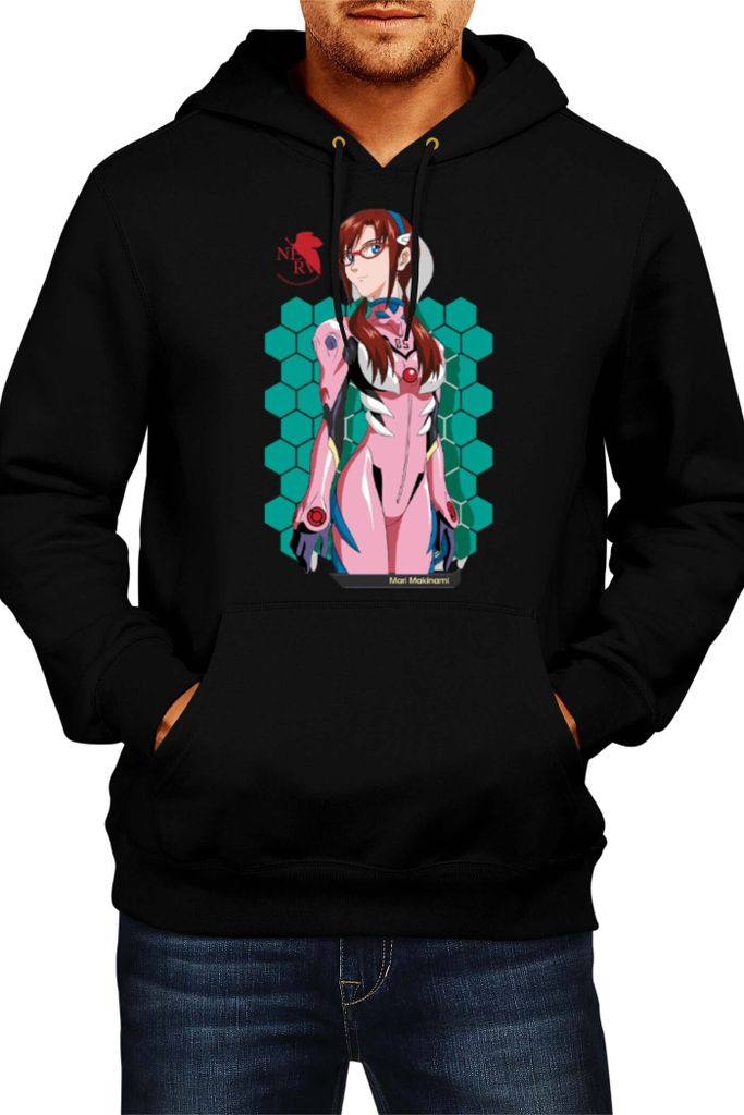 Herren Kapuzenpullover Anime Manga Neon Anime Genesis Manga Evangelion Mari Illustrious Makinami Maria Iscariot Maria Iscariot, Man S / Schwarz