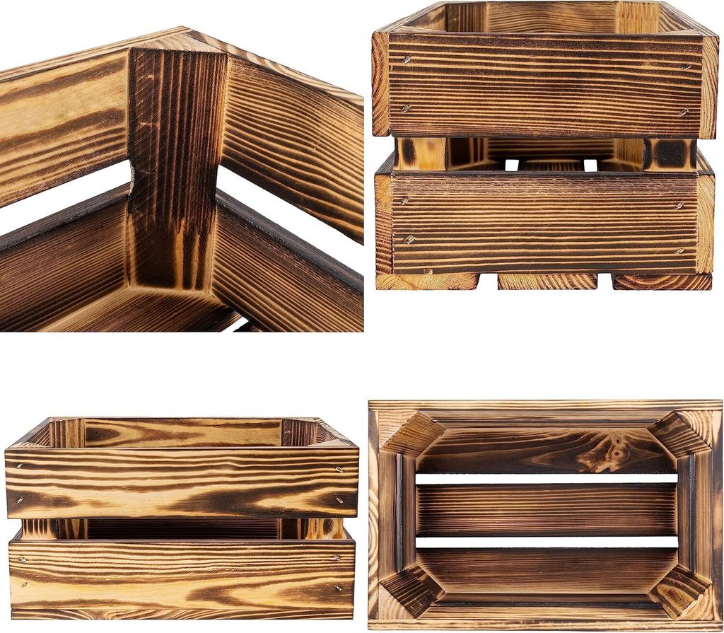 Creative Deco Scatola di Legno Bruciato | 30x20x15 cm | Immagine del prodotto 
