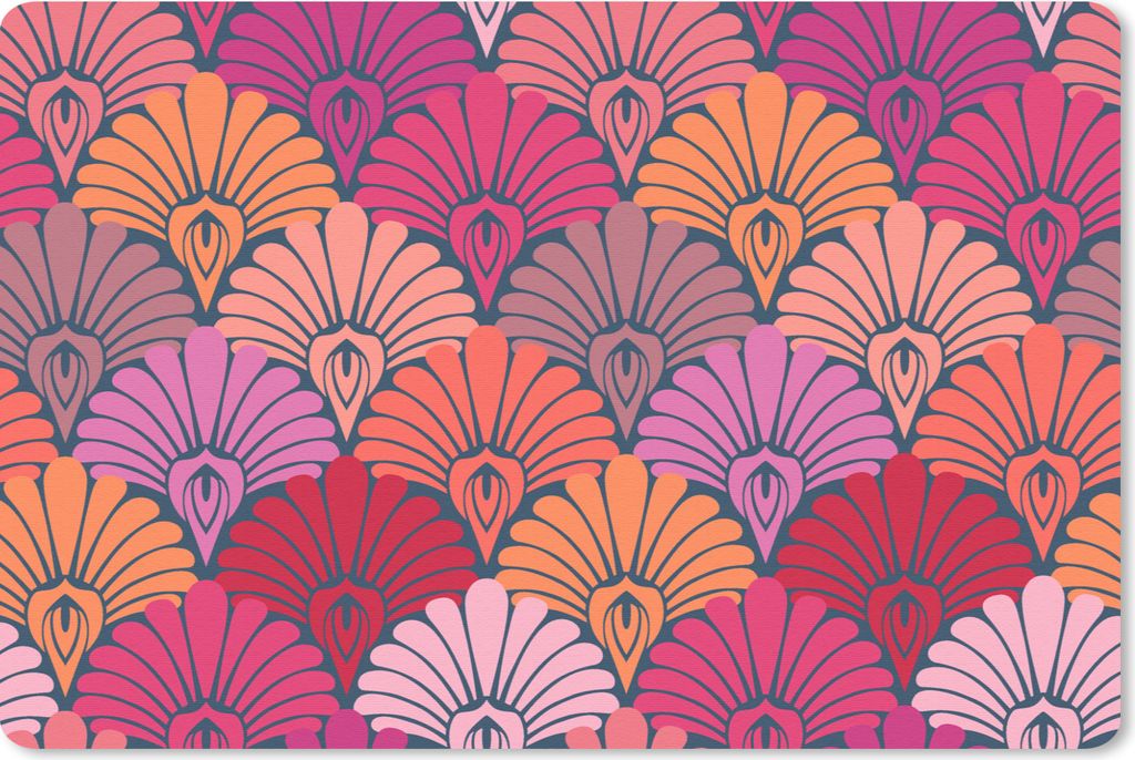 MuchoWow Mauspad Mousepad Muster - Art Deco - Rosa - Blumen 27x18 cm - Mousepads - Maus Mat - Pad - Mausunterlage - Büroartikel - Desk Matten