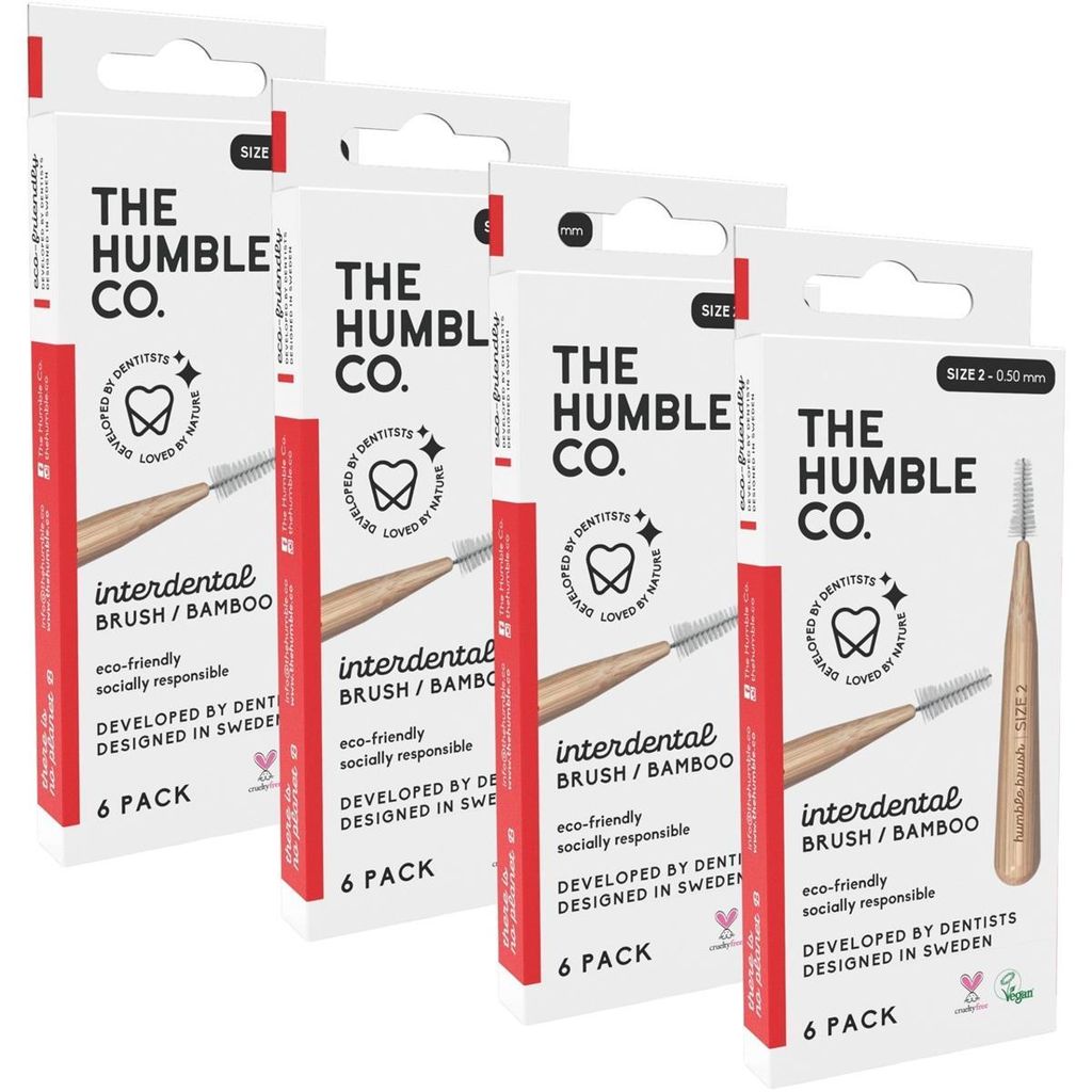 4x Humble Interdentalbürste Bambus Größe 2 (0,5 mm) Rot
