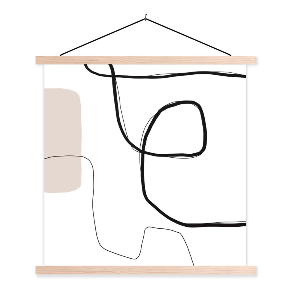 MuchoWow Textilposter Abstrakt - Pastell - Minimalismus 60x60 cm mit holzfarbenen Rahmen - Wanddekoration