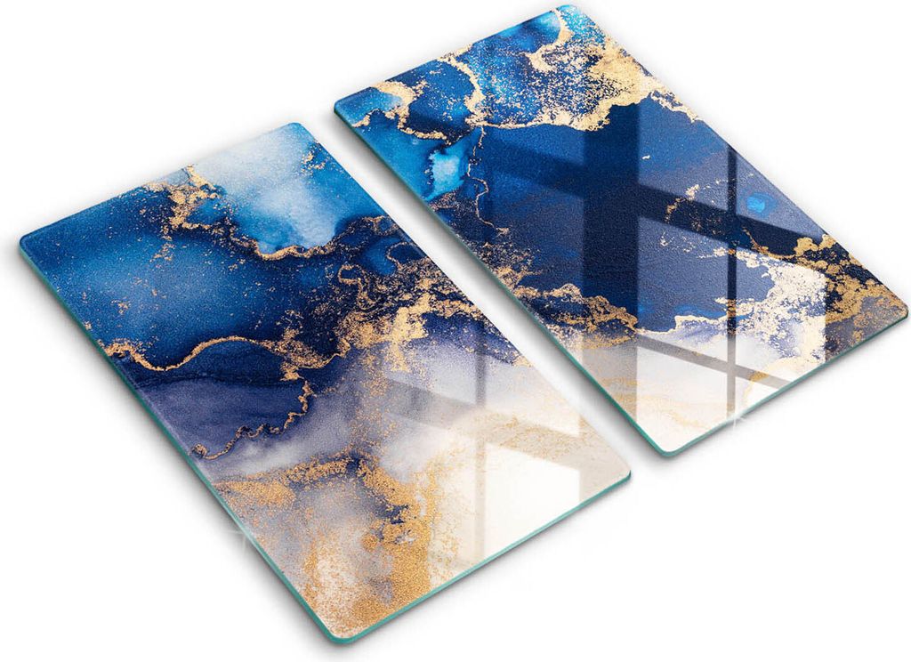Glasschneideplatte - Herdabdeckplatte - 2x30x52 cm -Schneidebrett - Spritzschutz -Marmorabstraktion