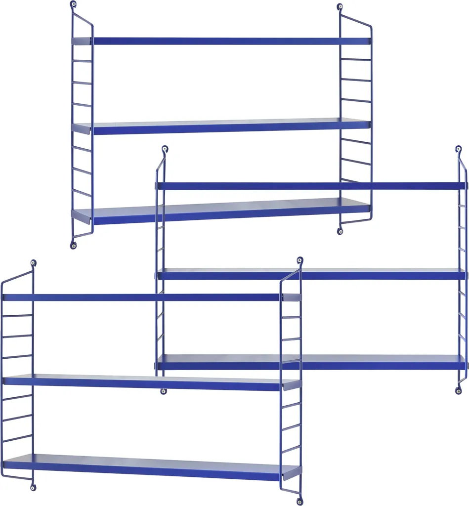 Arreda con Stile: Set 3 Mensole Strängnäs Blu Acciaio 50x60x15cm