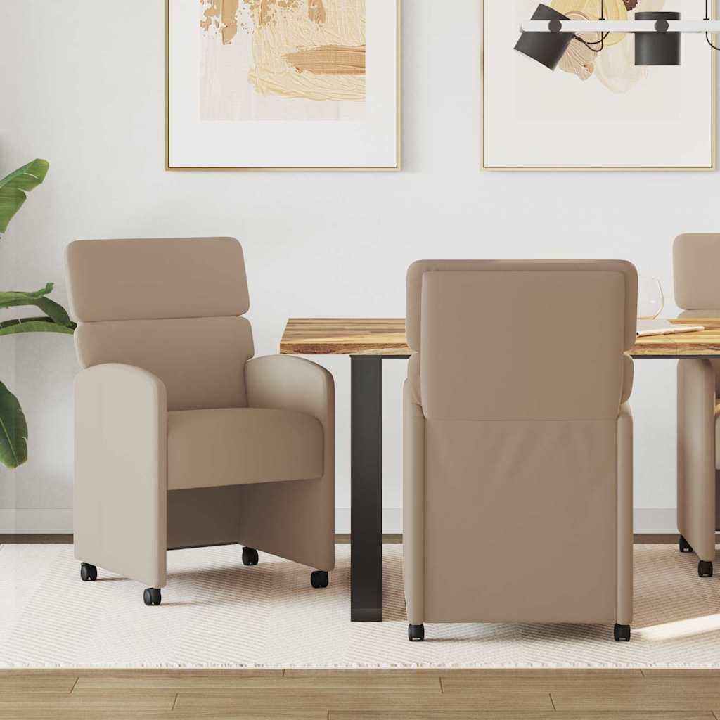"Schlussverkauf" Esszimmerstühle 2 Stück - stylischen Essstuhl - Ergonomisches Design - mit Rollen - Cappuccino 58x65x98 cm C14937