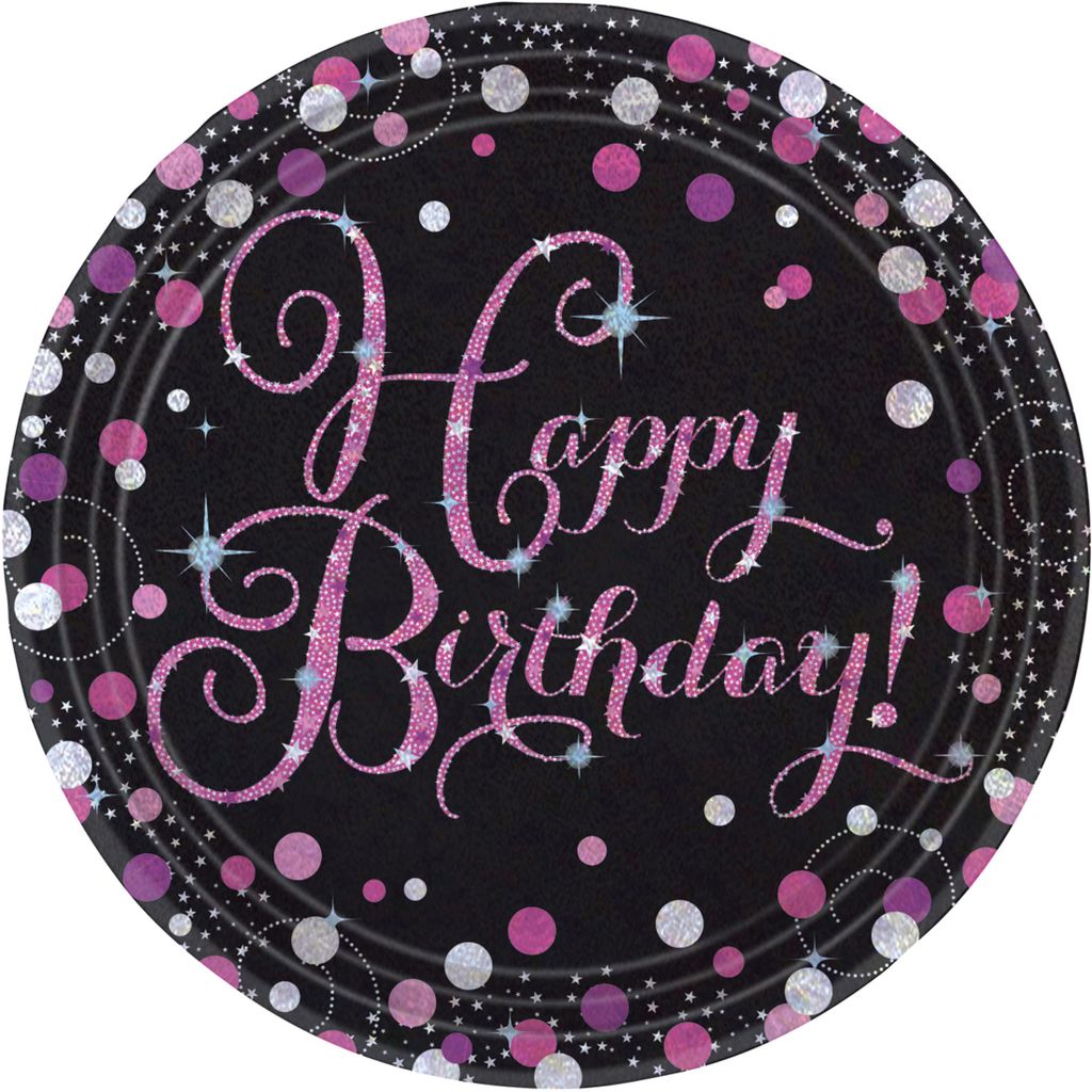 8 Teller Happy Birthday Sparkling Celebrations - Pink Produktbild 