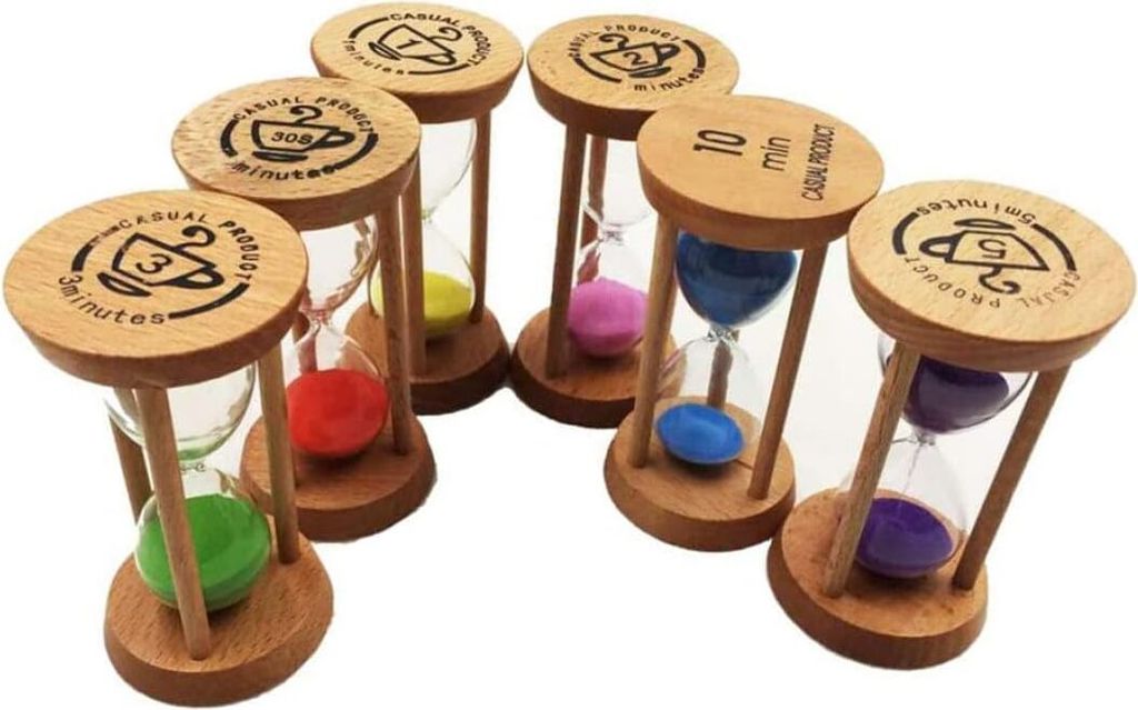 Sanduhr-Set aus Holz, Sanduhr-Timer, 30 Sek./1 Min./2 Min./3 Min./5 Min./10 Min. für Kinder, Spiele, Klassenzimmer, Küche, Heimdekoration
