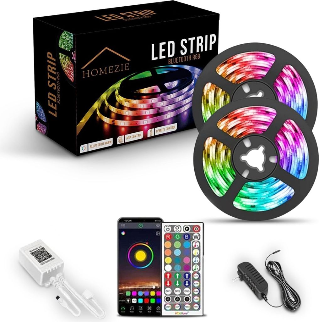 Homezie Led-Streifen | 40 Meter | Mit App und Fernbedienung | RGB | Selbstklebend | 30 Leds pro m | Led-Lichtstreifen | Led-Leuchten | Led-Streifen...