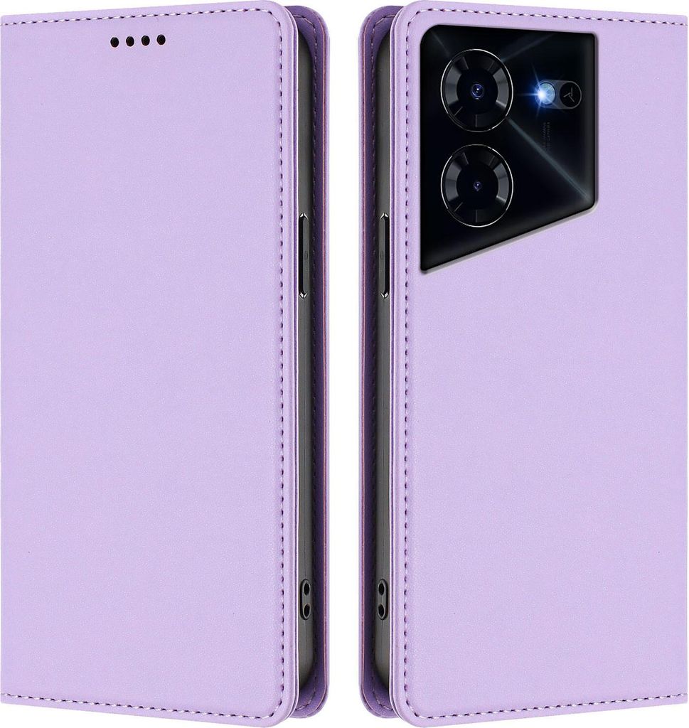 Handyhülle für Tecno Pova 5 Pro 5G, Kunstleder Klapphülle Stoßfeste Magnetische Hülle mit Ständer Violett