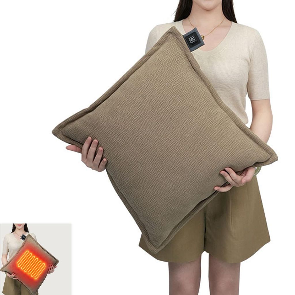 Heizkissen Kabellos,Wärmekissen Beige,mit 3 Temperatureinstellungen,USB Wiederaufladbar,Flexibel einsetzbar,45×45 cm
