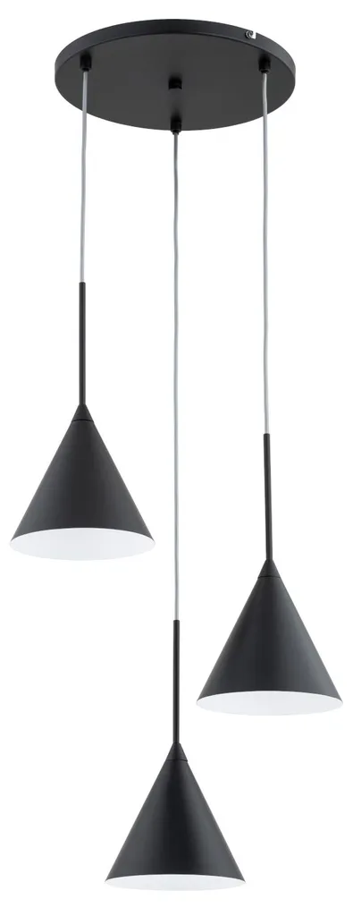 Suspension Noire 3 Lumières E27 Métal FABO 95cm - Design par Alfa