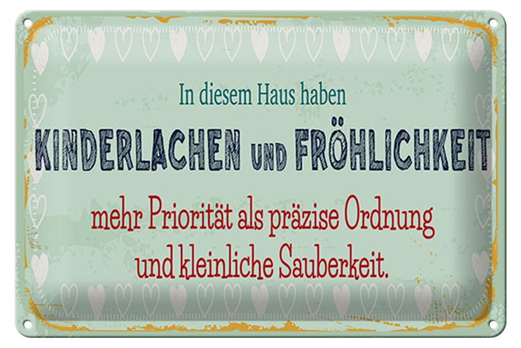 Blechschild Spruch 30x20cm Kinderlachen und Fröhlichkeit