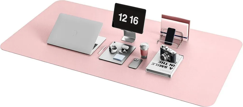 Sous-main Rose pour Bureau et Gaming 120x60cm Cuir Souple et Doux