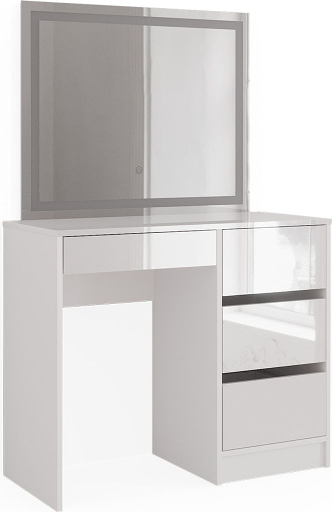 Coiffeuse Vicco Sherry Blanc Haute brillance 90cm avec Image du produit 