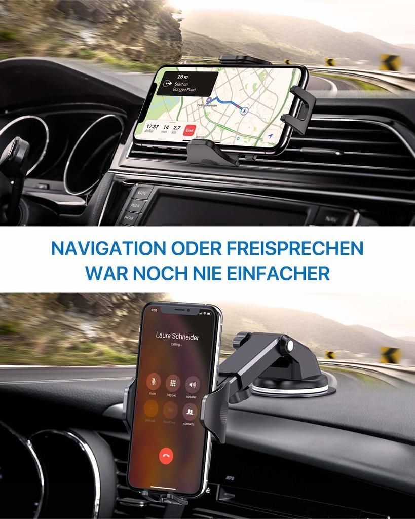 Josnown Handyhalterung Auto, Upgrade Version 3 in 1 Saugnapf
