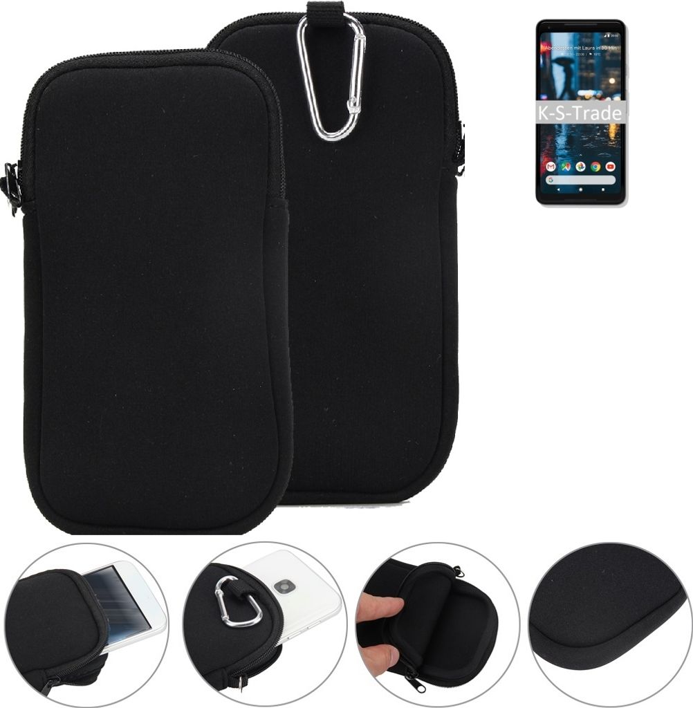 K-S-Trade Neopren-Hülle Handy-Hülle kompatibel mit Google Pixel 2 XL Schutzhülle Neoprenhülle Sleeve Schutz-Hülle Gürtel Tasche Case Holster