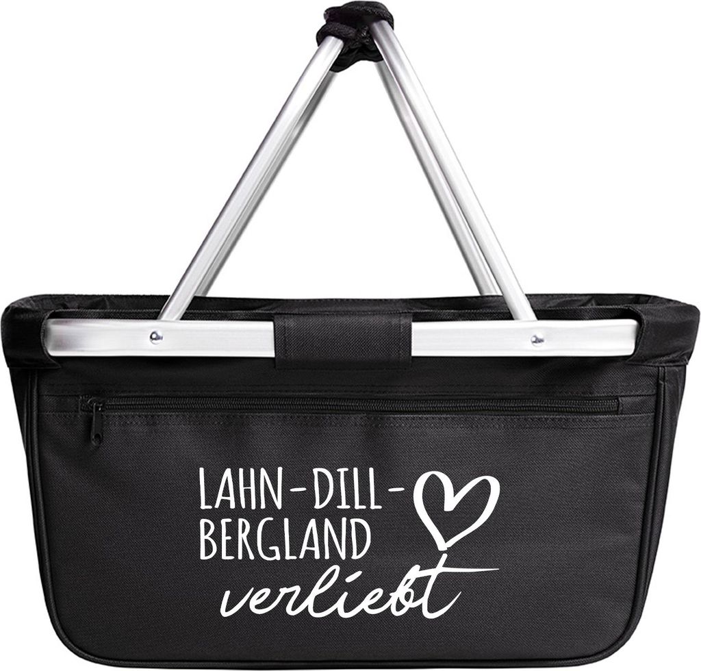 Huuraa Einkaufskorb Lahn-Dill-Bergland verliebt 20 Liter Black faltbarer Tragekorb Geschenkidee
