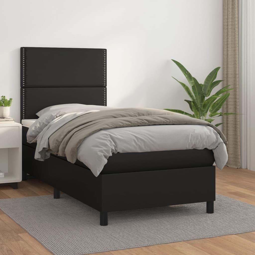 Maison Exclusive - Boxspringbett mit Matratze Schwarz 90x190 cm Kunstleder