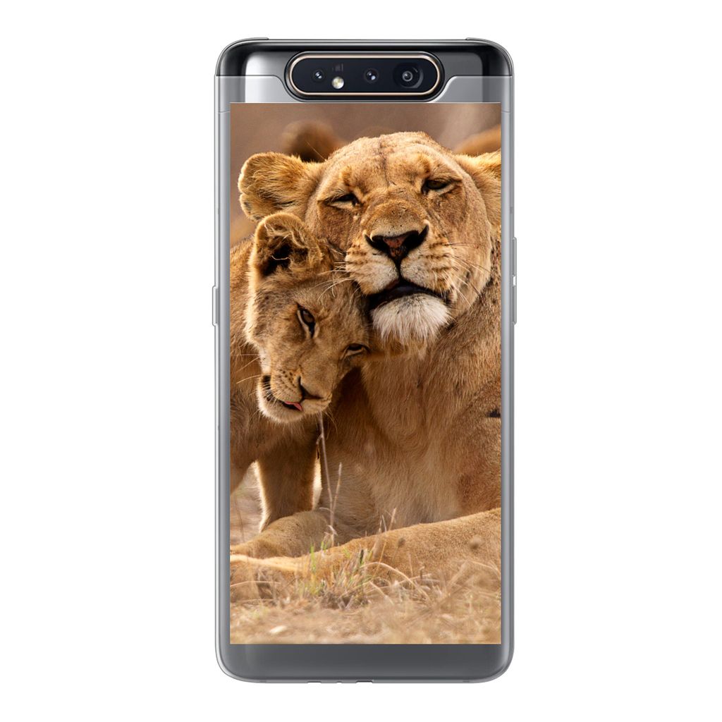 MuchoWow Handyhülle Schutzhülle Hülle für Samsung Galaxy A80 Löwe - Wilde Tiere - Jungtier Silikon Softcase Handy Hülle - Schutzdeckel