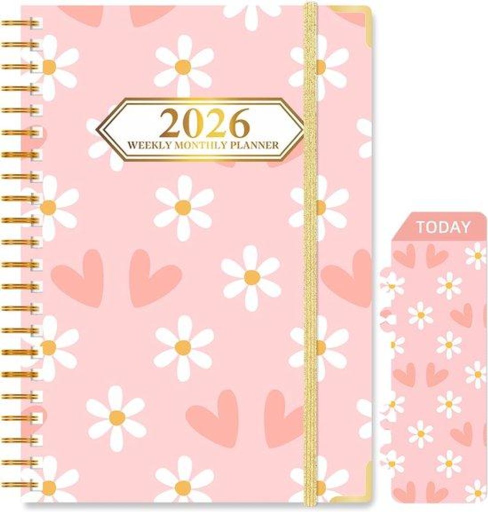 Famanu Agenda 2026 A5 Hardcover mit Twin-Wire-Bindung und stilvollem Blumendesign
