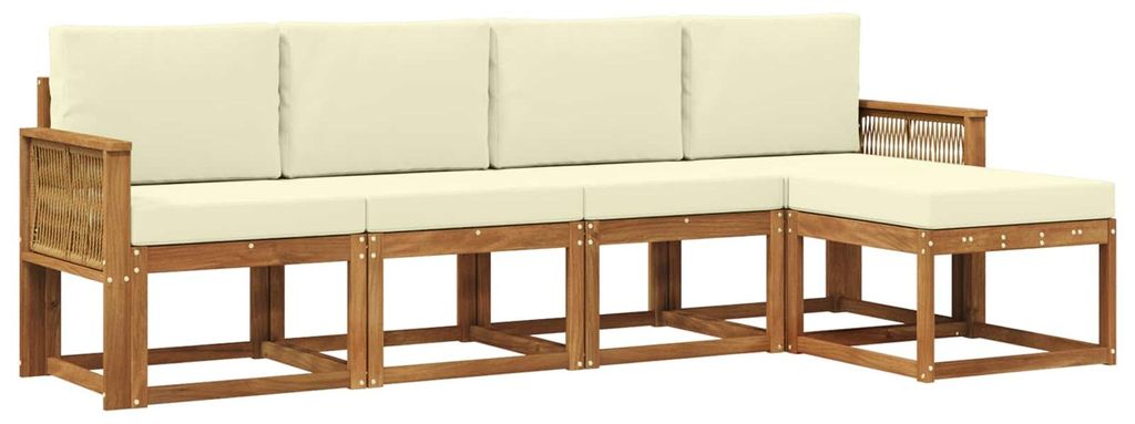 vidaXL Outdoor-Sofagarnitur 5 pcs Natur und Creme Polyester