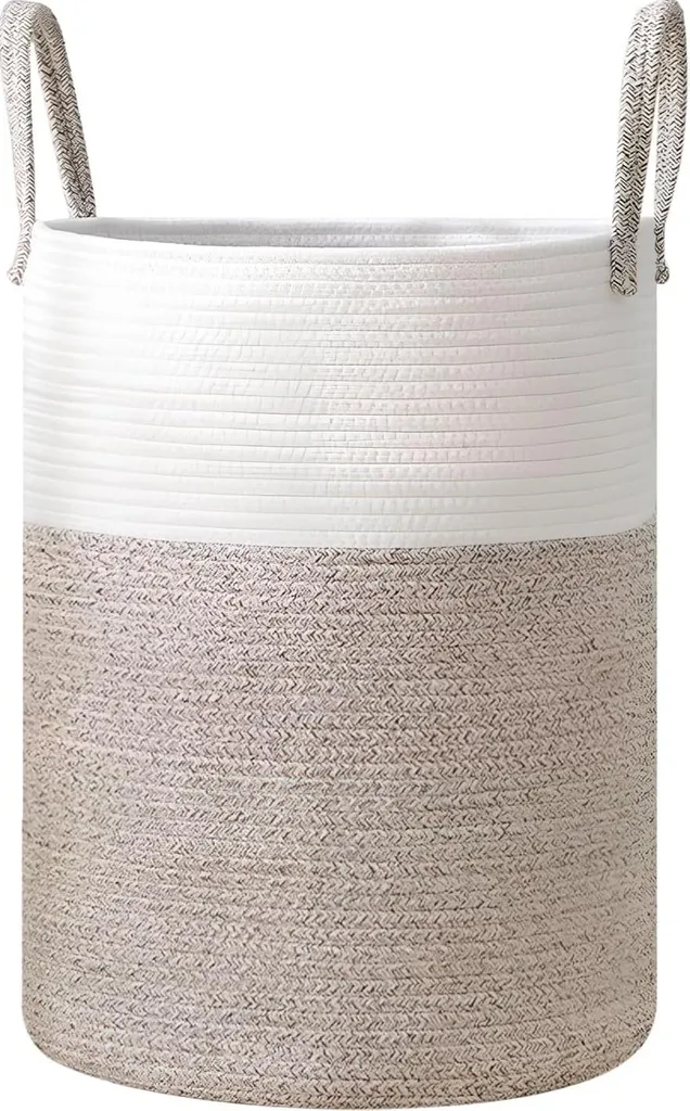 Panier à linge pour salle de bain 60L - Rangement coton 50 x 38 cm - 4