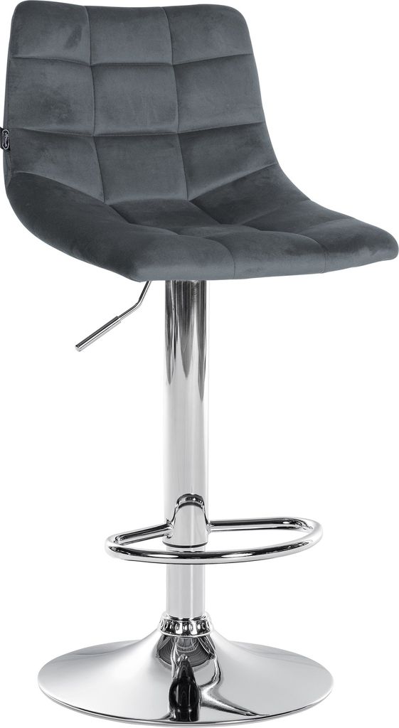 Barhocker HLO-CP265 Samt chrom dunkelgrau