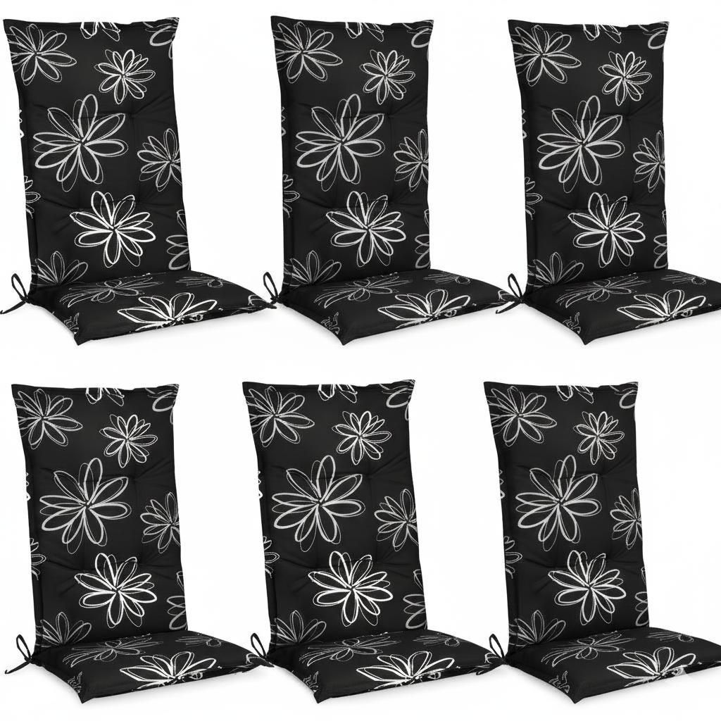 Beautissu 6er Set Hochlehner für Gartenstuhl Flores, Produktbild 
