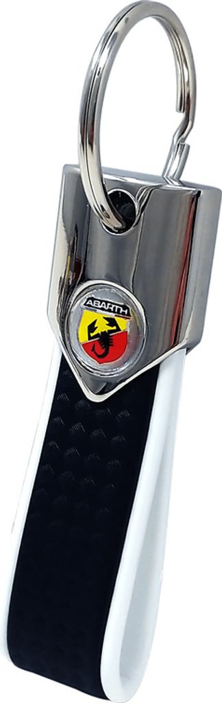 Abarth Offizielle Schlüsselanhäng, Weiß und Karbon mit Schild Logo