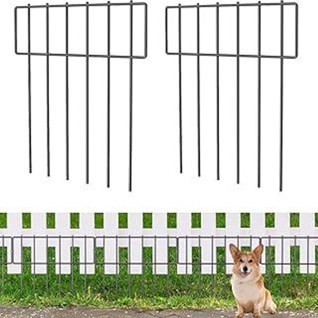 10 Stück Garten Tierbarriere Zaun, rostfreies Metall, Anti-Doggie Graben Garten Grenze, Hunde Kaninchen, Blocker Zaun für den Außenbereich, insg...
