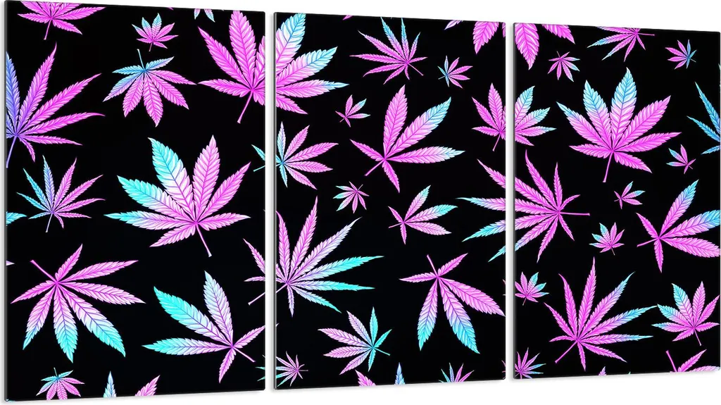 Piastre copriforno 3 pezzi 30x52 Vetro copriforno in ceramica, fogliame viola