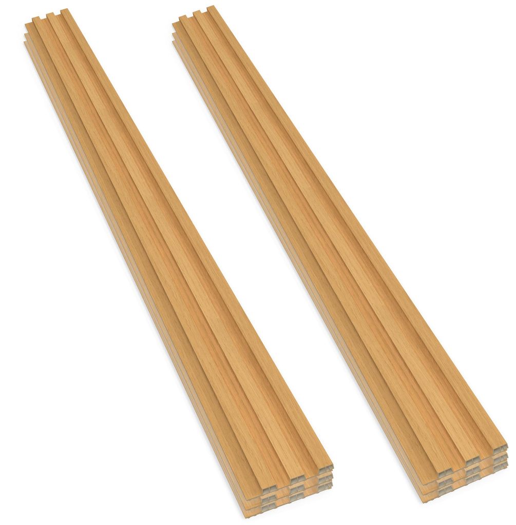 Chopin - Set mit 6 Dekorativen Schallabsorbierenden Paneelen 235x18 cm für Innen- und Außenbereich aus WPC Oak