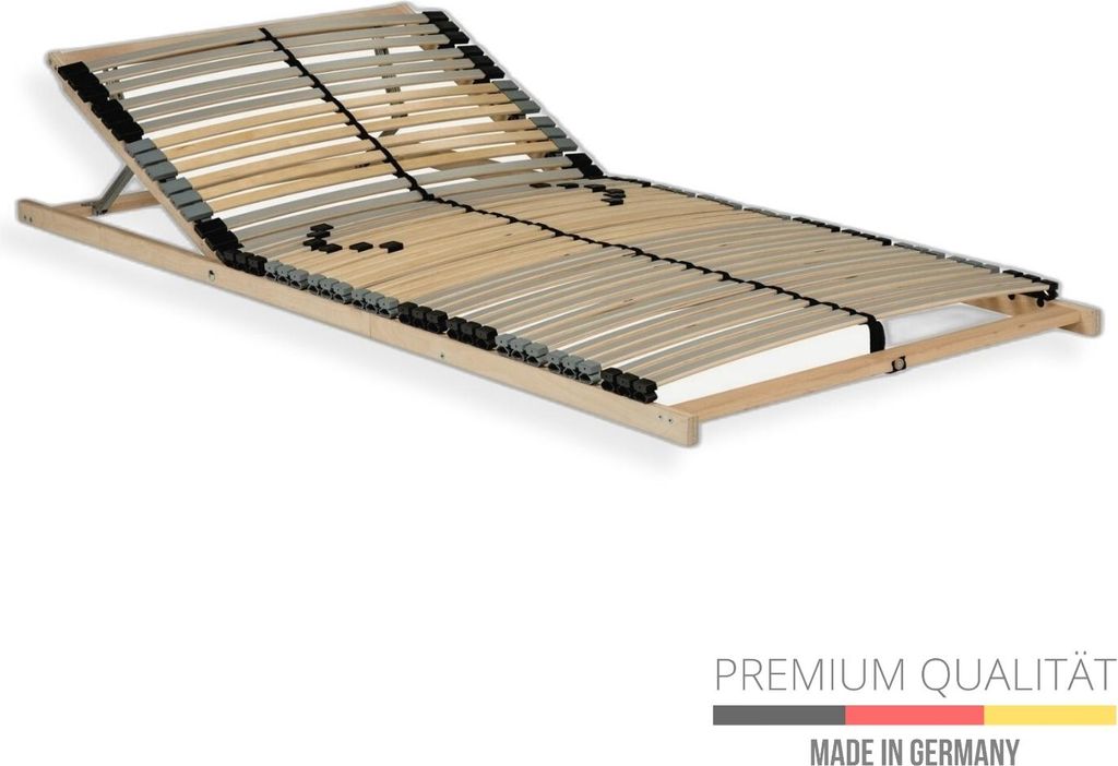 Lattenrost 100x200 cm – Verstellbares Kopfteil 42 Latten 7-Zonen Belastbar bis ca. 140 kg Birkenschichtholz Selbstmontage Germany
