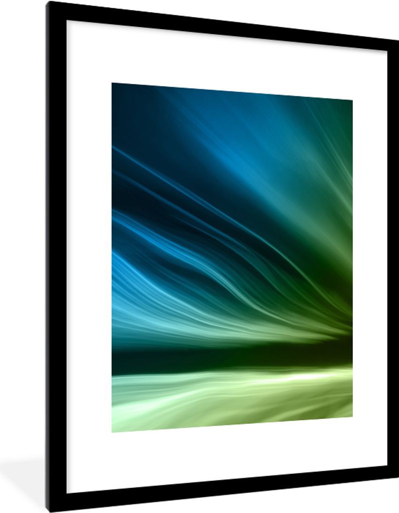 MuchoWow MuchoWow Gerahmtes Poster Nordlichter - Grün - Muster 60x80 cm - Poster mit zchwarzem Bilderrahmen - Wohnzimmer - Dekorationen - Prämie