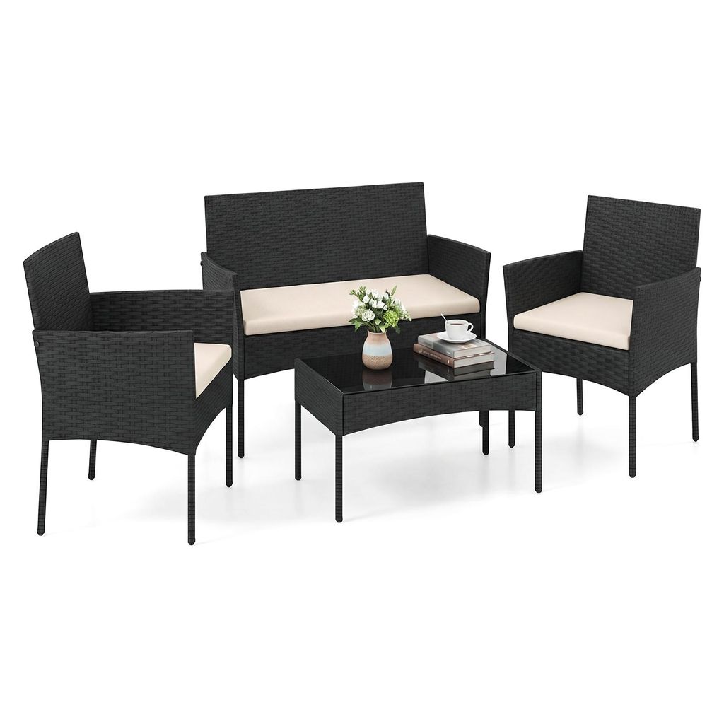 COSTWAY Polyrattan Gartenmöbel Set, Outdoor Gartengarnitur, Produktbild 