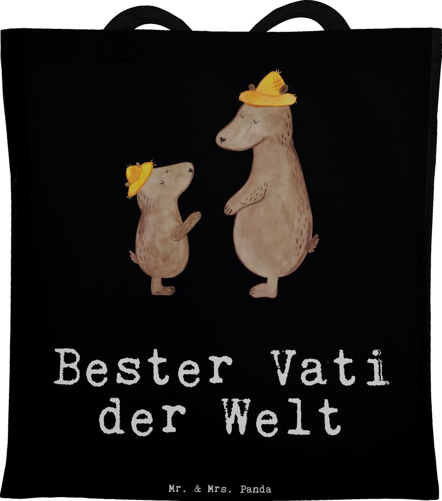 Mr. & Mrs. Panda canvas tasche Bär Bester Vati der Welt - Schwarz - Geschenk, dokumententasche, Laptoptasche, Schultasche, Geschenkidee, Dankesch...