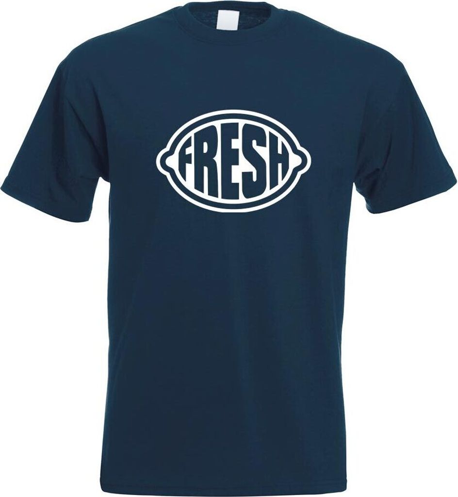 Kiwistar - T-Shirt - Navy - Fresh Zitrone Motiv Bedruckt Funshirt Design Print - mit Motiv Bedruckt - Funshirt Design - Sport - Freizeit - Herren - M