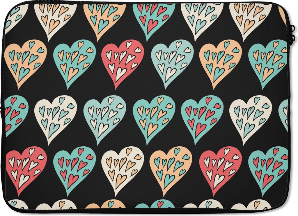 MuchoWow Laptop Hülle 13 Zoll Mädchen - Herz - Herzen - Muster - Mädchen - Kinder - Mädchen Laptoptasche - Laptophülle - Sleeve - Rundumschutz