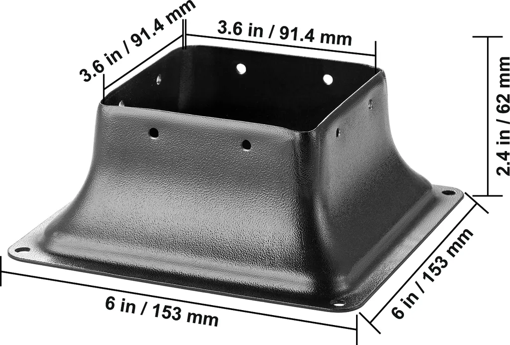 Ancrage de Poteau pour Terrasse et Balcon en Acier Noir - Lot de 20 pcs - 8