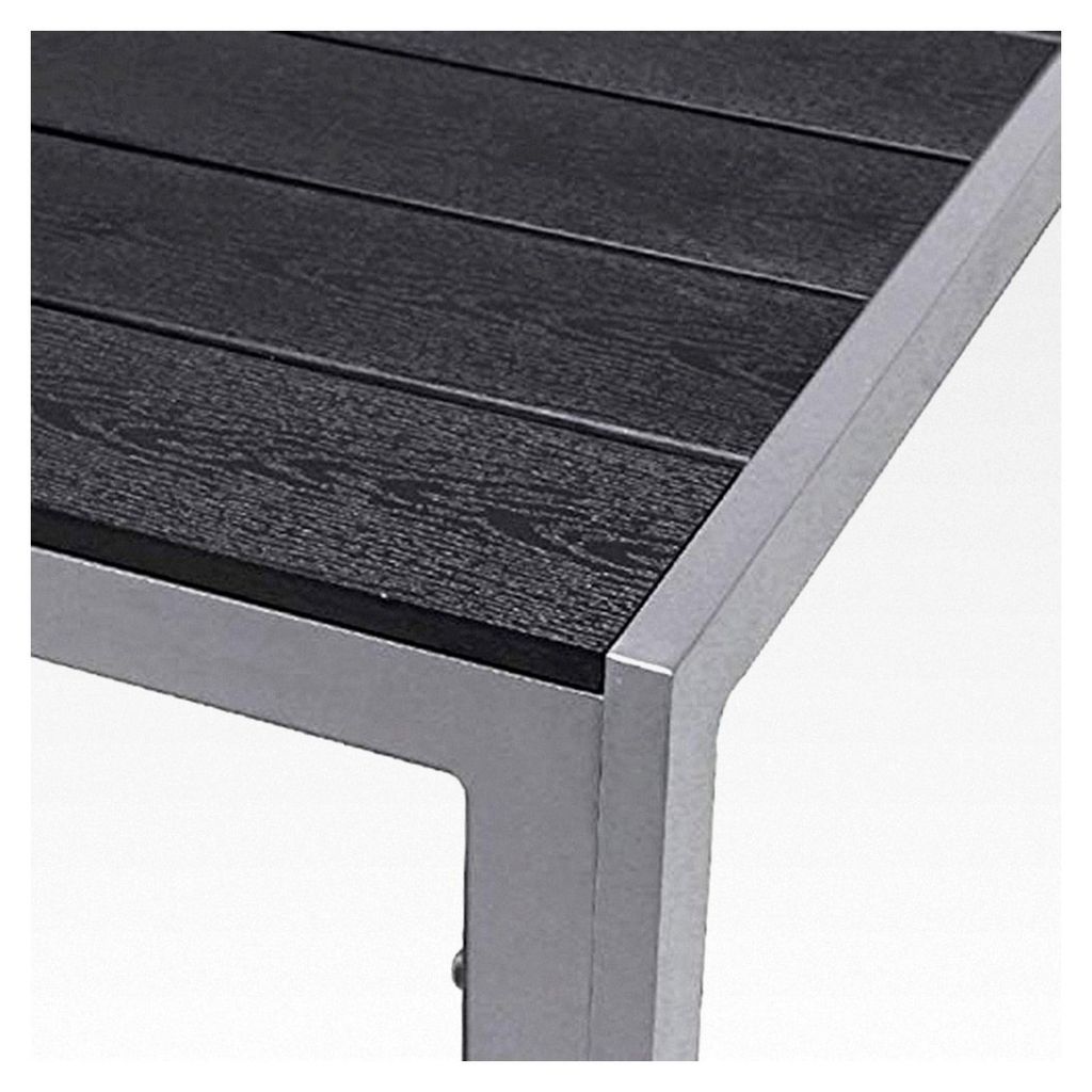 XL Gartentisch Aluminium Non Wood Silber/Schwarz 180x90x74cm