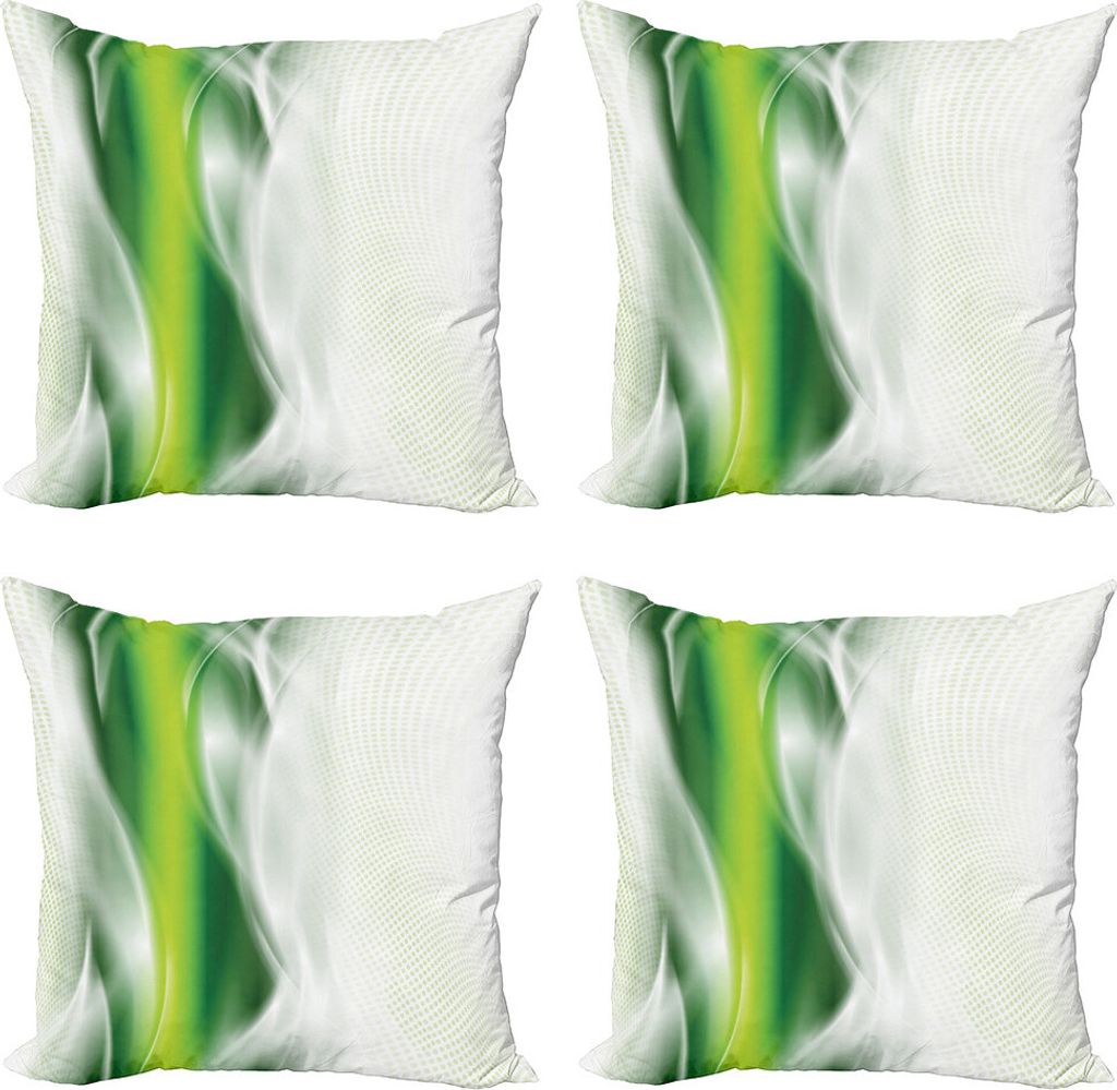 ABAKUHAUS Abstrakt Kissenbezug Set (4 Stück), Kühle Wellenförmige Blumen, Moderner Doppelseitiger Digitaldruck, 45 cm x 45 cm, Dunkelgrün Weiß