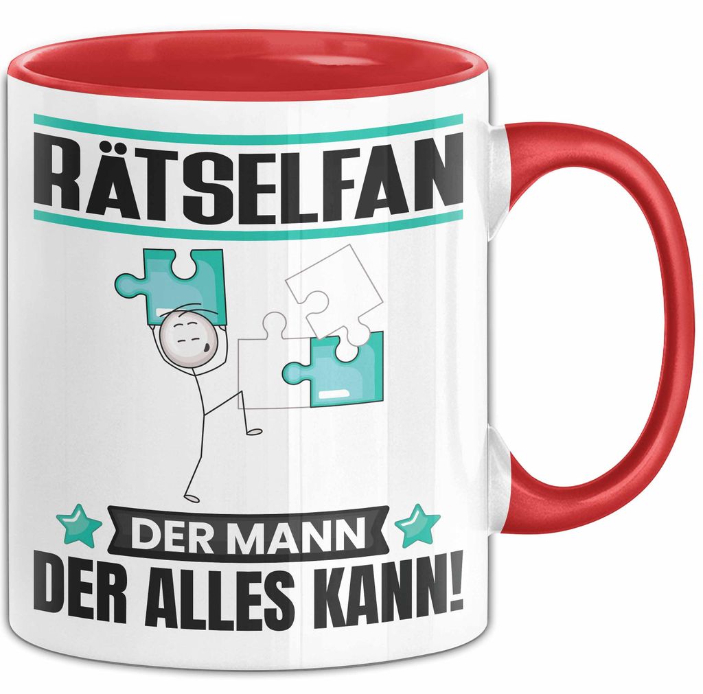 Rätselfan Tasse Geschenk für Rätselfan Der Mann Der Alles Kann Geschenkidee zum Geburtstag (Rot)